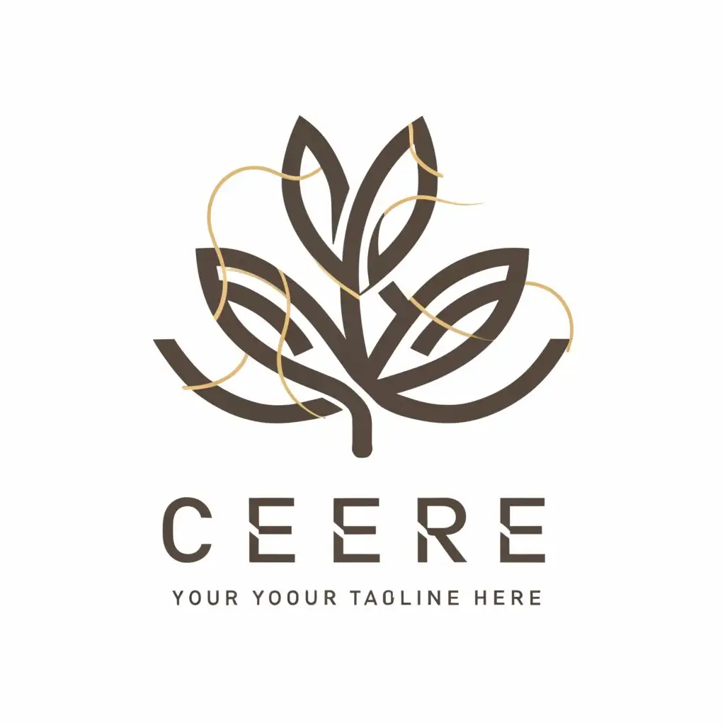 a logo design,with the text "CERERE", main symbol:Resilient Roots: A logo featuring a strong, rooted plant symbolizing resilience, with digital elements subtly integrated into the design.,Moderate,clear background