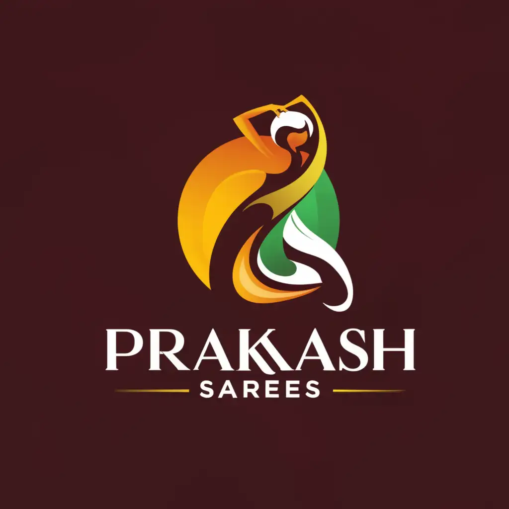 LOGO-Design-For-Prakash-Sarees-Elegant-Text-with-Saree-Symbol-on-Clear-Background