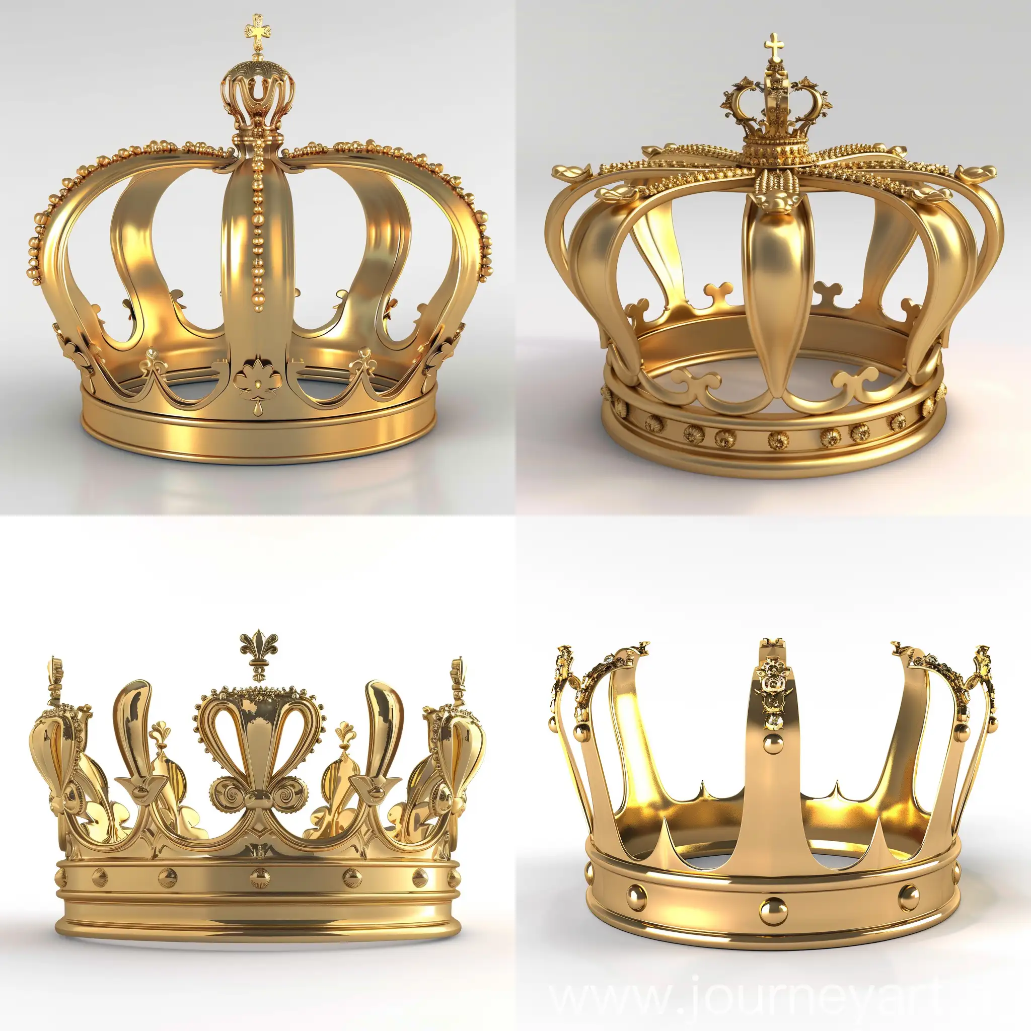 golden crown, 3d, white background