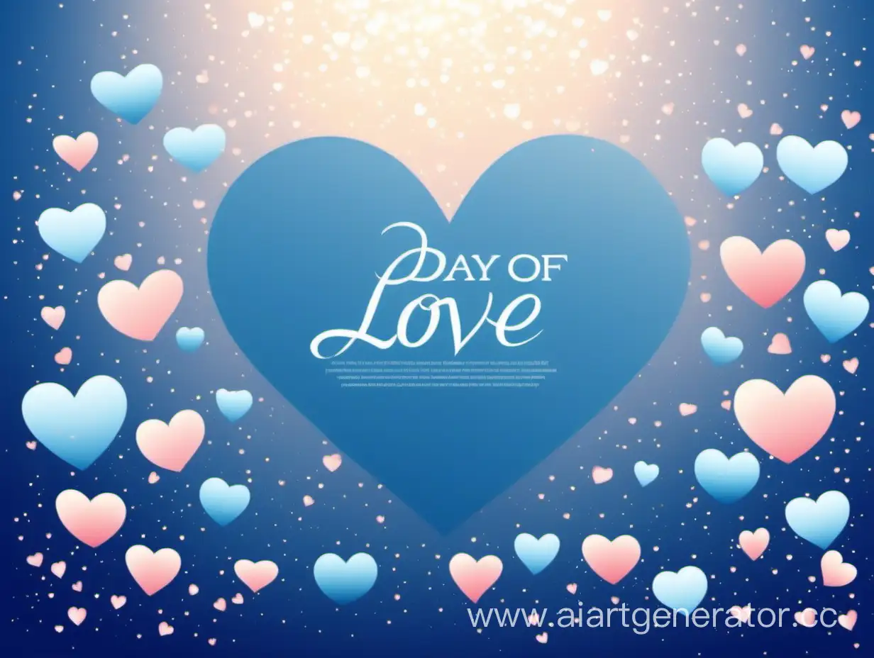 создай фон для презентации на тему “День любви” в голубых тонах с небесной атмосферой минимумом сердец 
