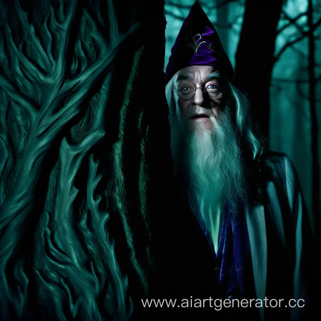 Dumbledore-Stealthily-Observing-in-the-Enchanted-Dark-Forest