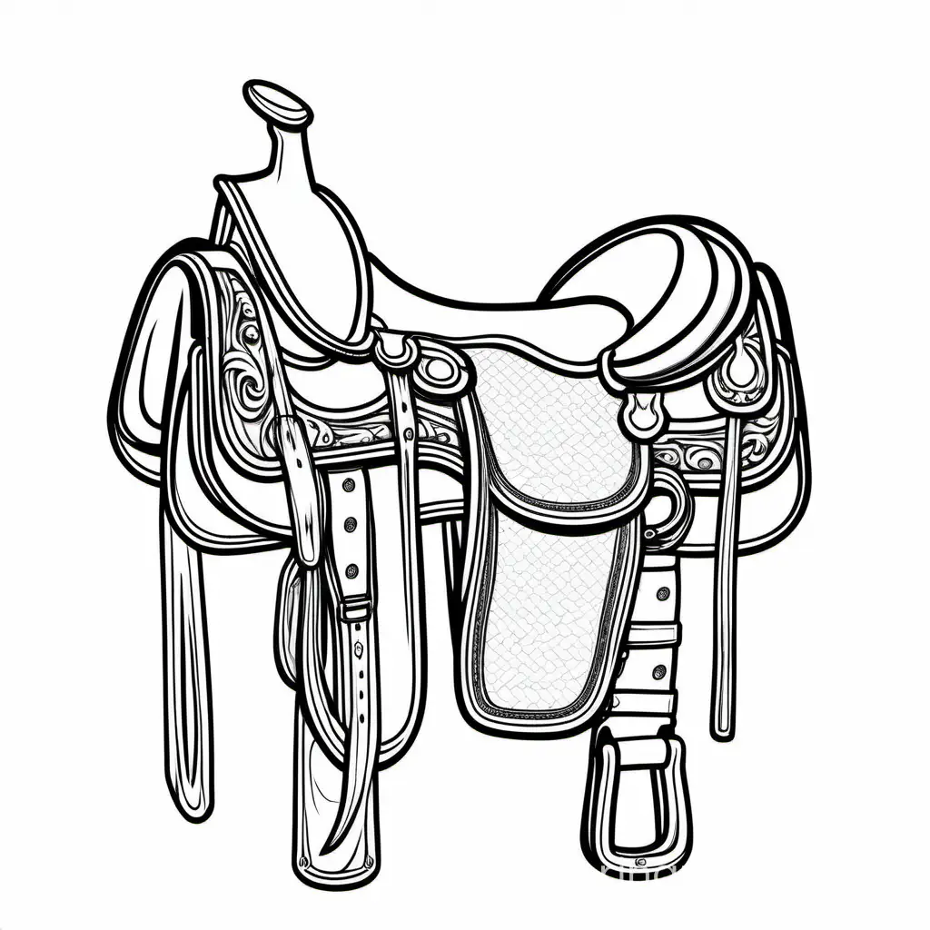 Simple-Horse-Saddle-Coloring-Page-for-Kids-Black-and-White-Line-Art