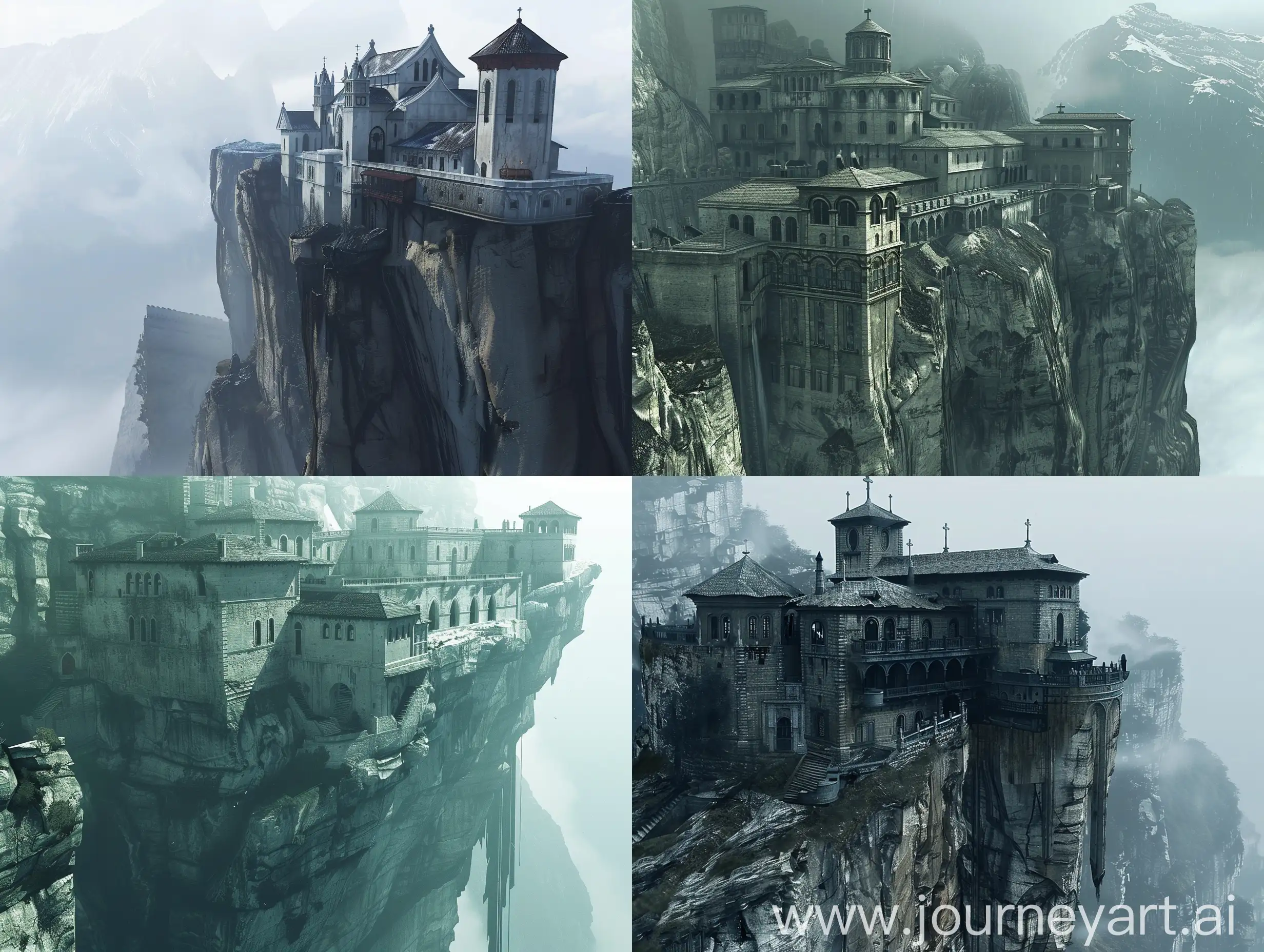 Eerie-Monastery-Perched-on-High-Cliff-in-Painkiller-Heavens-Got-a-Hitman-Game