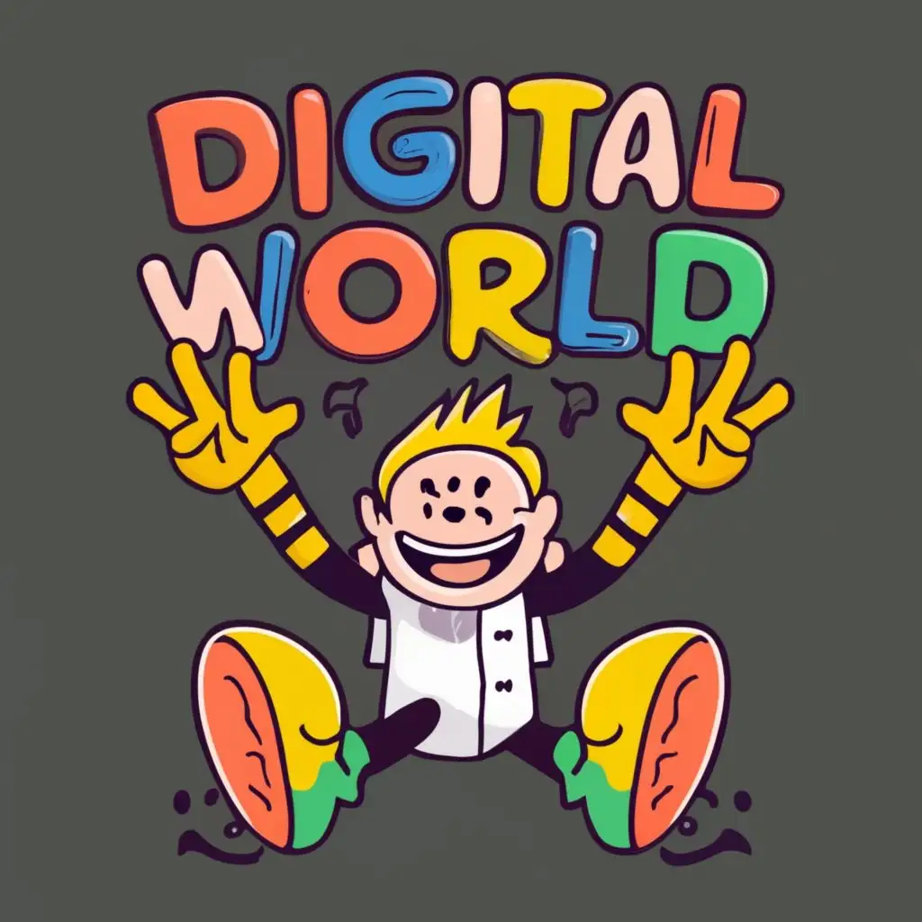 logo, FUN CARTOON, with the text "DIGITAL WORLD", typography, be used in Entertainment industry