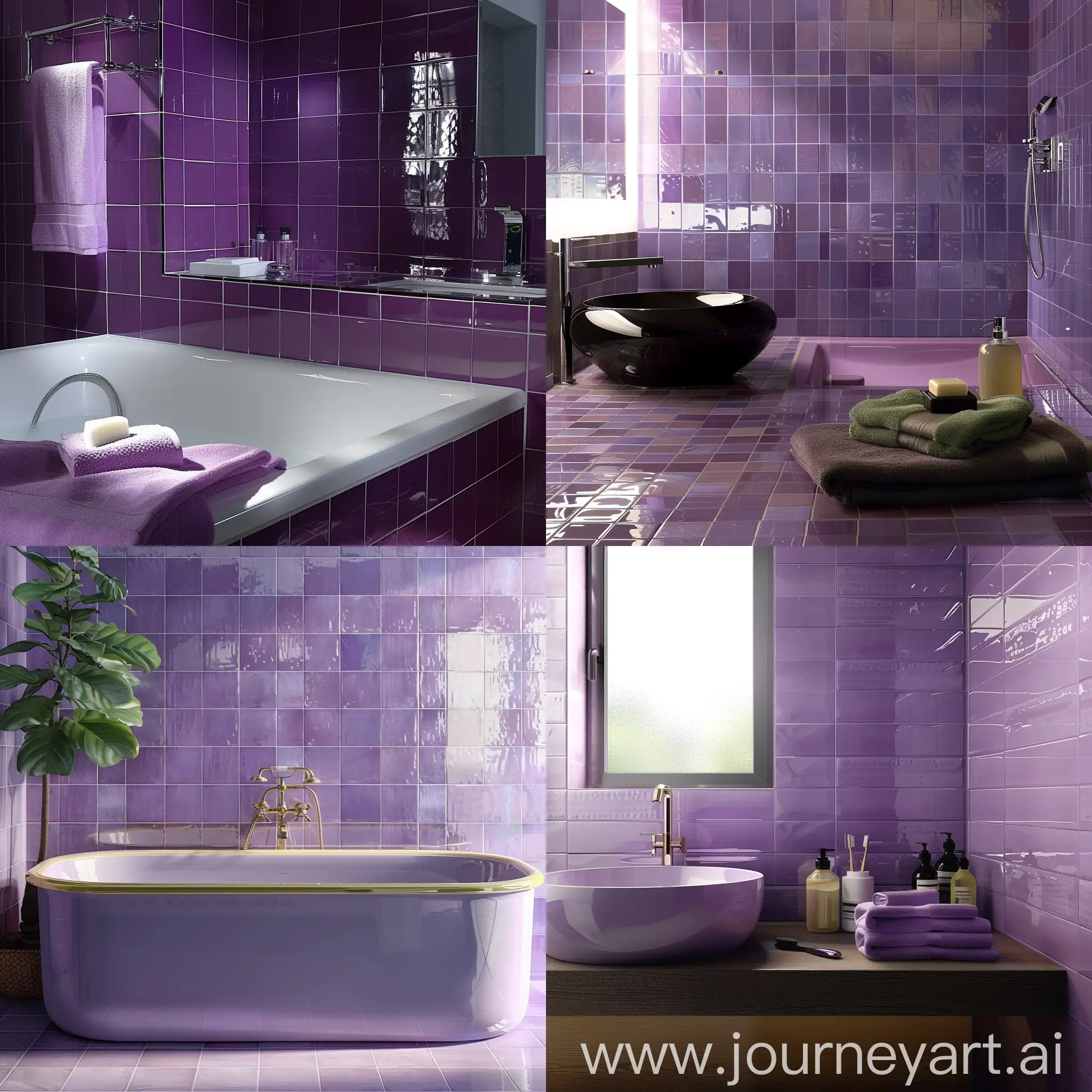 make a bathroom with purple 45x45cm tiles