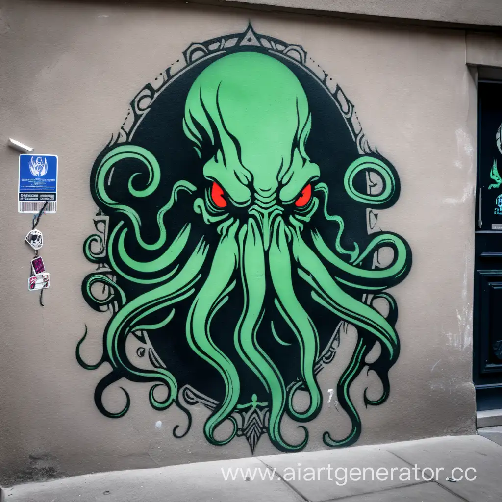 street art stencil  4 colors Cthulhu