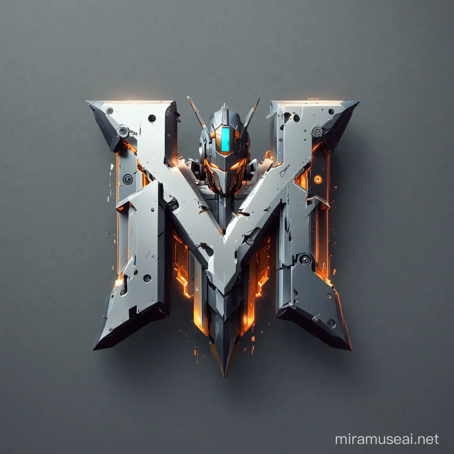 Futuristic Mecha Letter M Logo Design