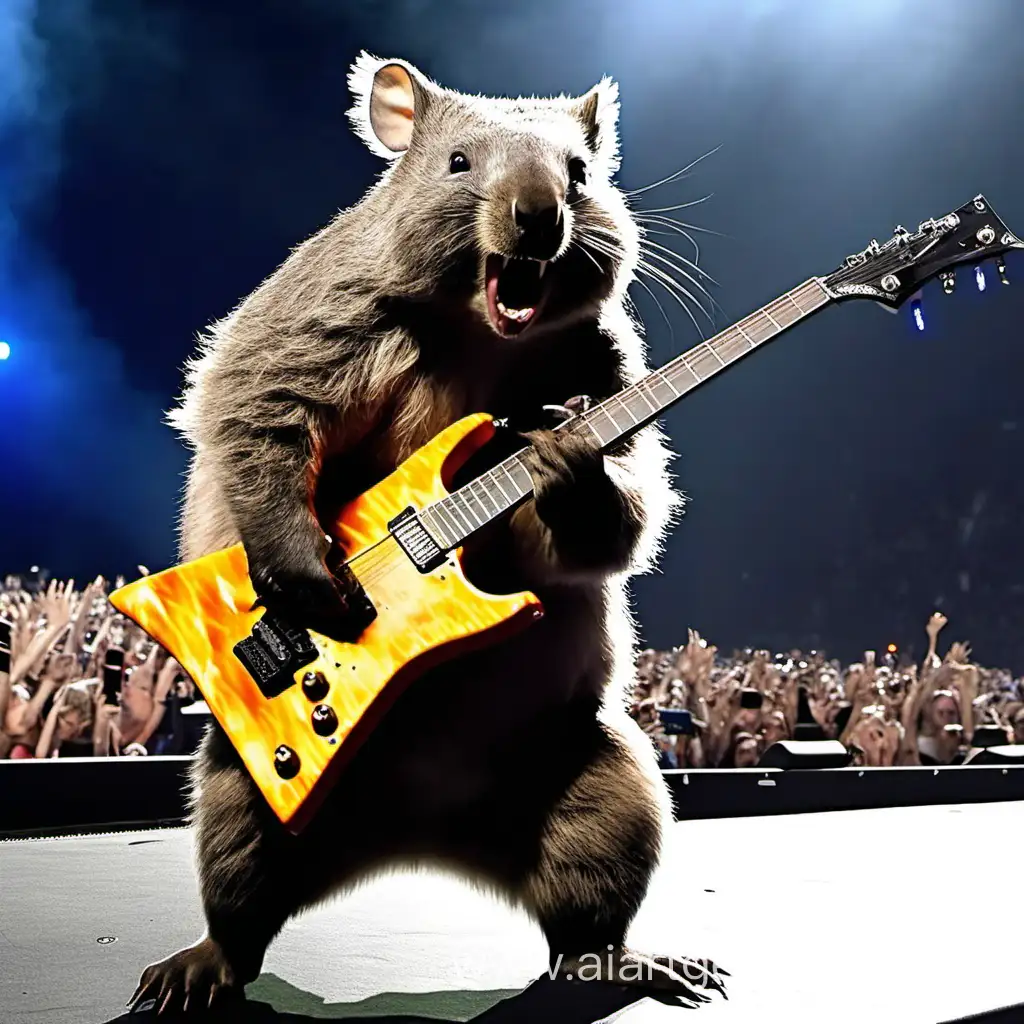 Energetic-Wombat-Shreds-Electric-Guitar-at-Electrifying-Metallica-Concert