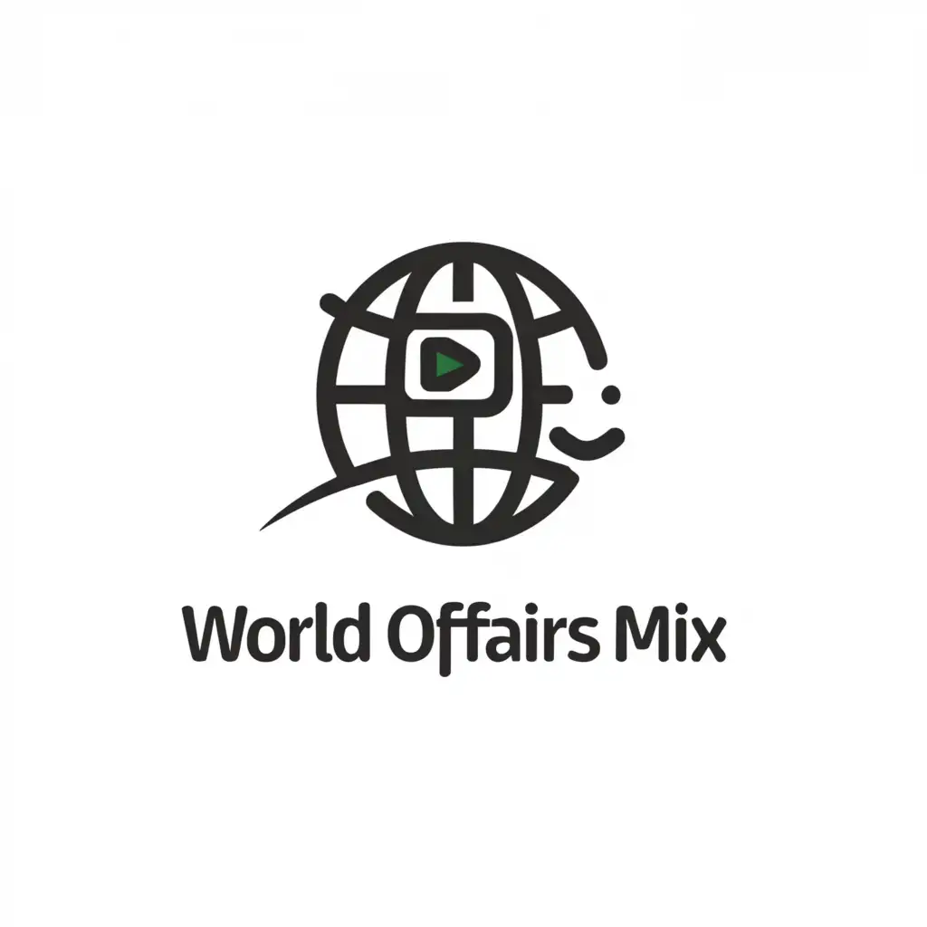 a logo design,with the text "World Affairs Mix", main symbol:World, Video, Fun, ,Minimalistic,be used in Technology industry,clear background