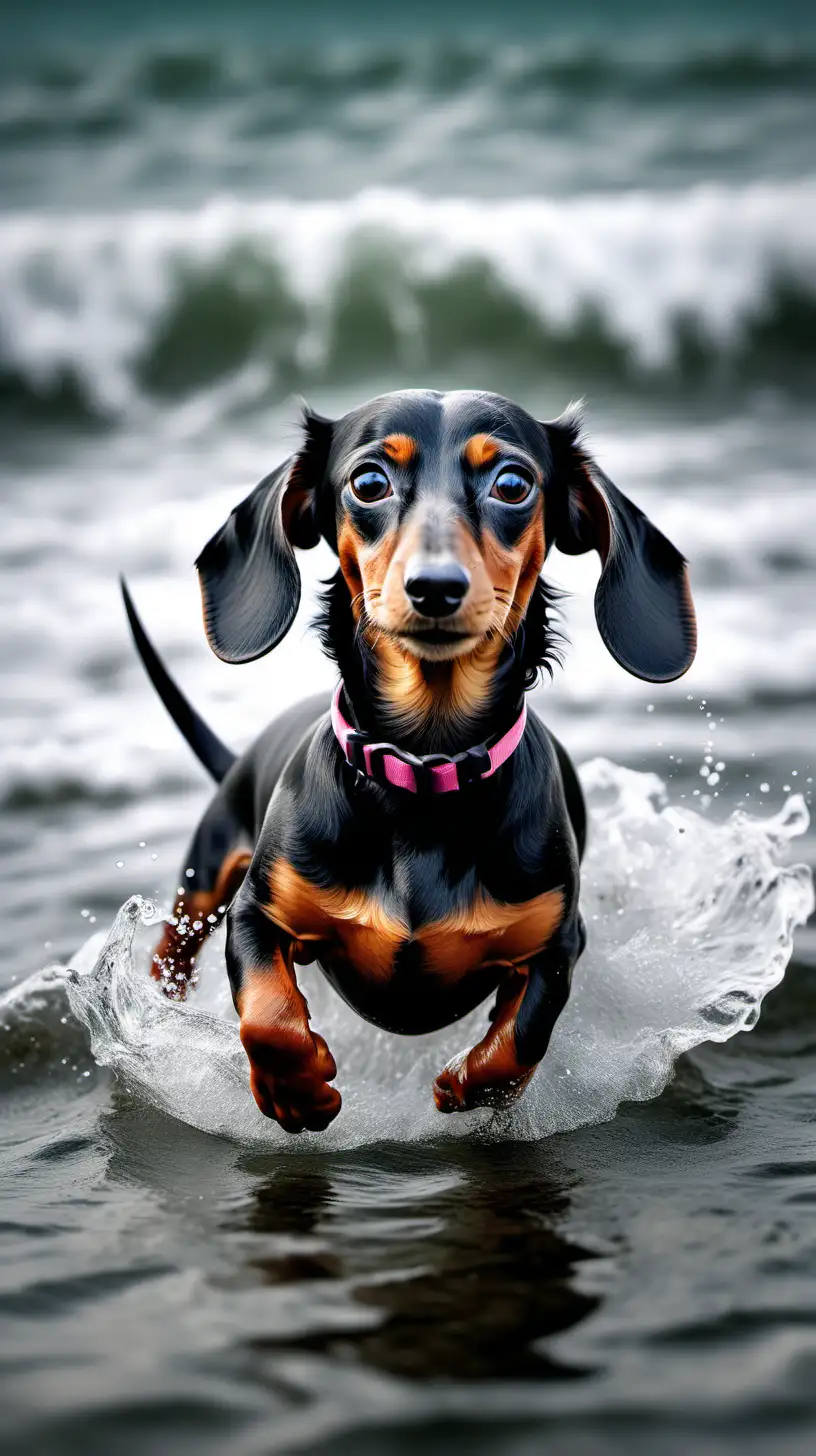 A dachshund swimming in the sea, ultra detailed