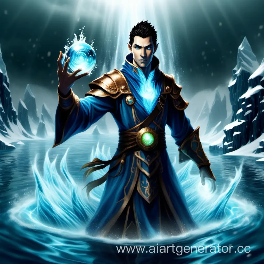 Young-Handsome-Water-Mage-Commanding-Water-at-the-North-Pole