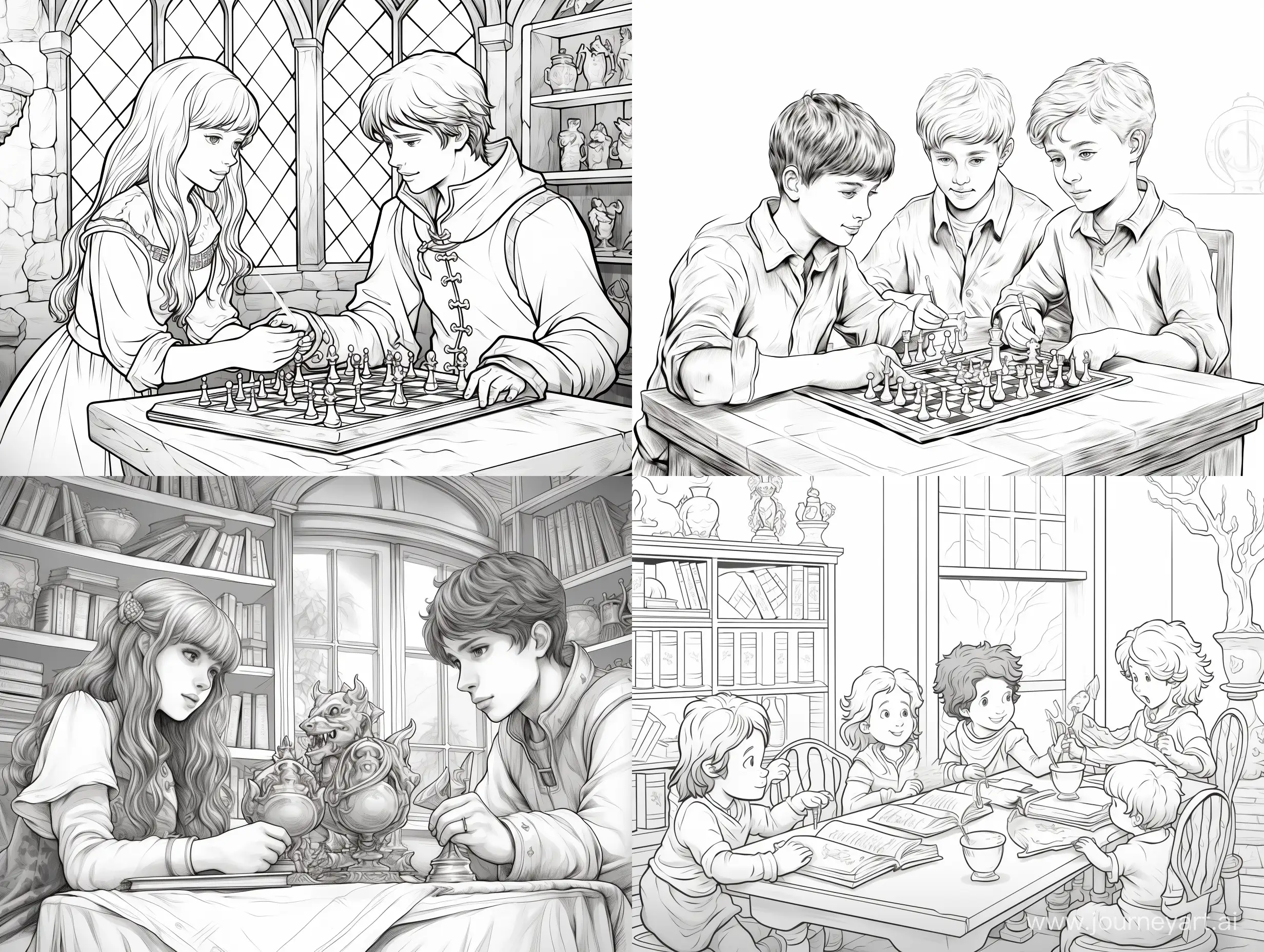 Chess-Class-Coloring-Page-with-Low-Detail