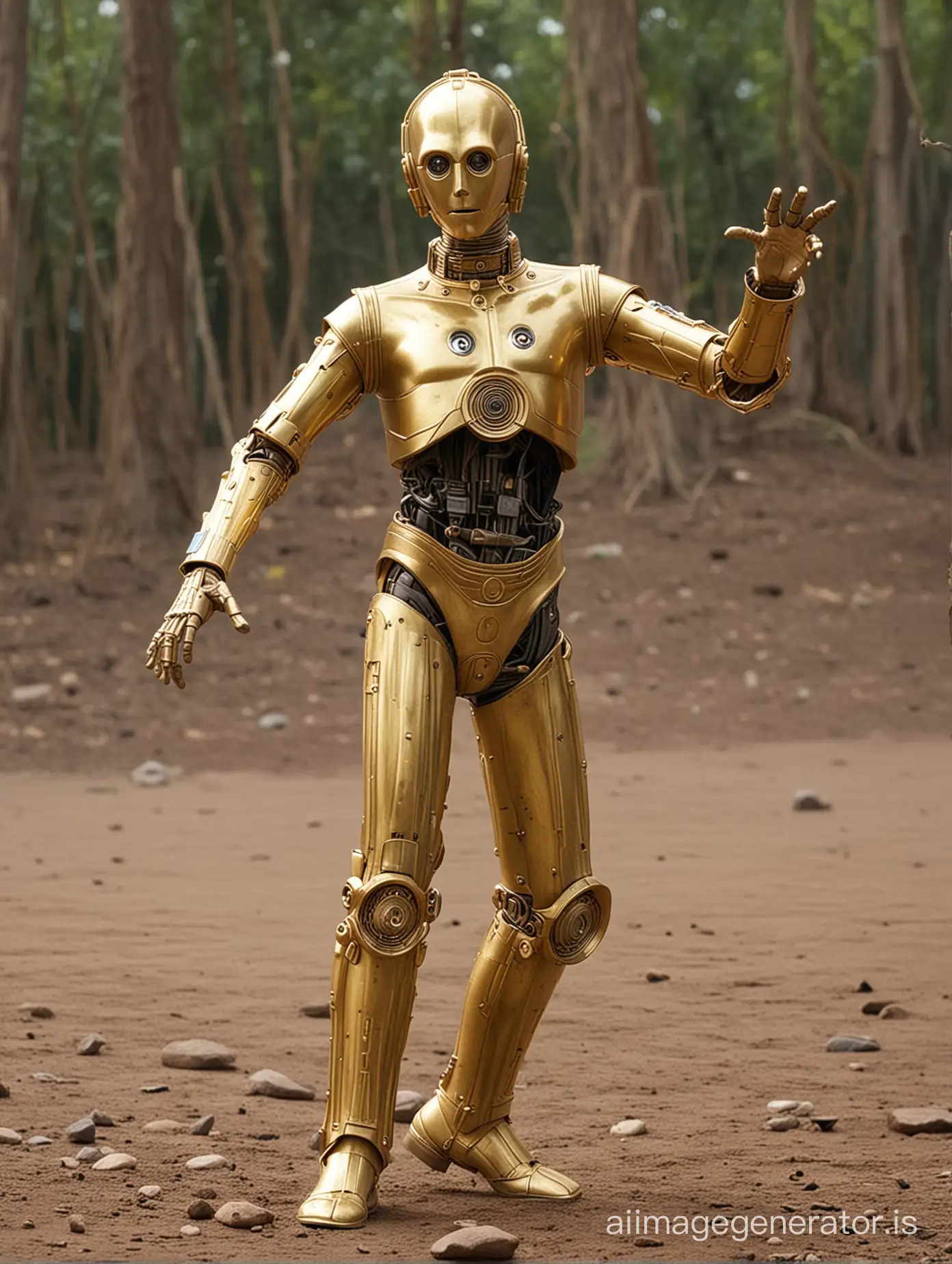 C-3PO dancing with earth for children
