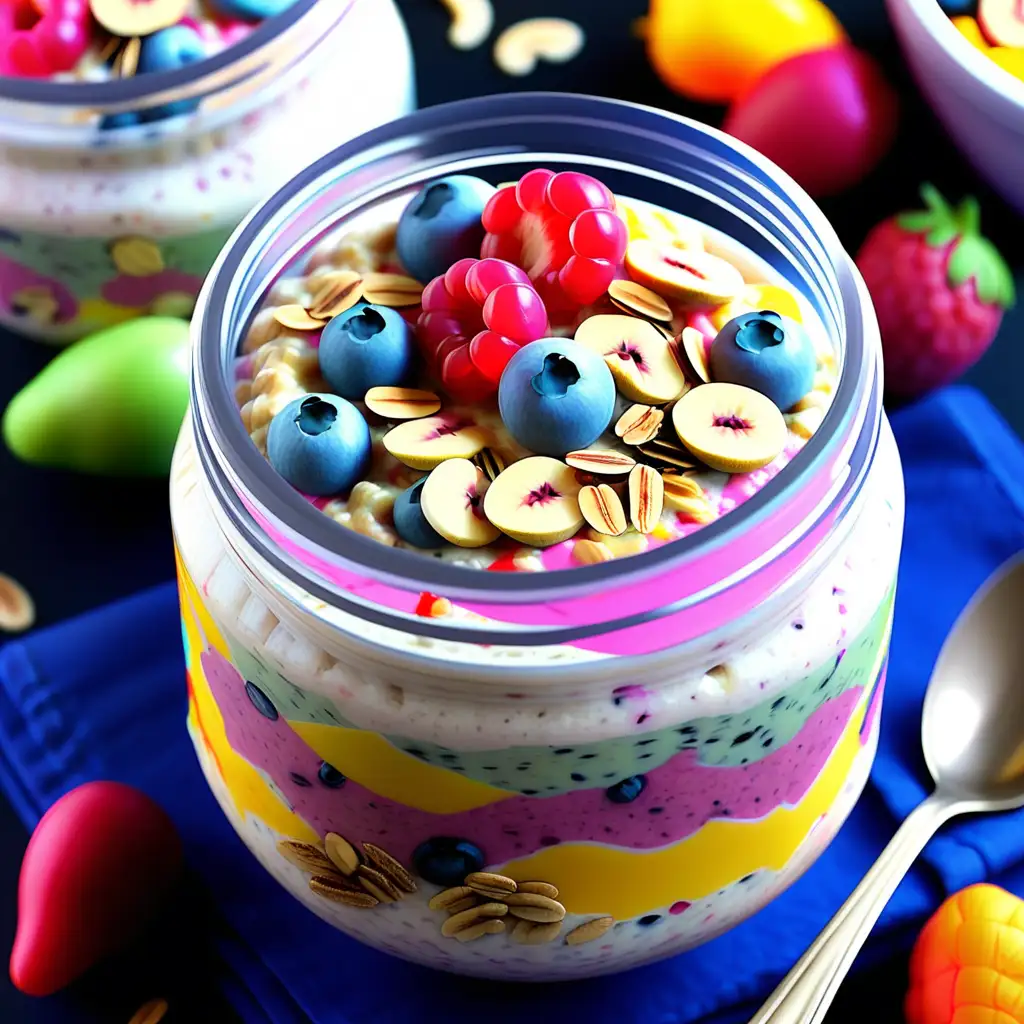 Bright colorful overnight oats
