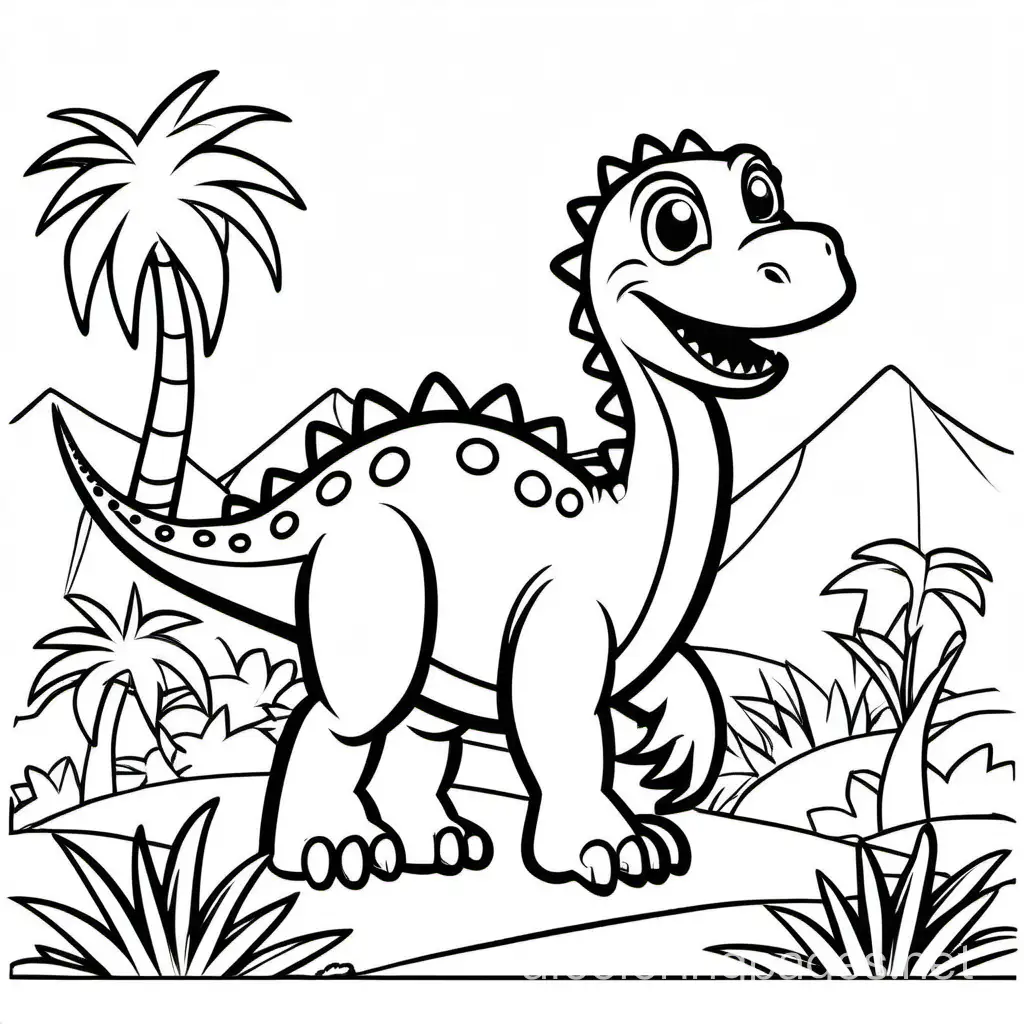 Cute dinosaur no background , Coloring Page, black and white, line art, white background, Simplicity, Ample White Space. The background of the coloring page is plain white to make it easy for young children to color within the lines. The outlines of all the subjects are easy to distinguish, making it simple for kids to color without too much difficulty, Coloring Page, black and white, line art, white background, Simplicity, Ample White Space. The background of the coloring page is plain white to make it easy for young children to color within the lines. The outlines of all the subjects are easy to distinguish, making it simple for kids to color without too much difficulty