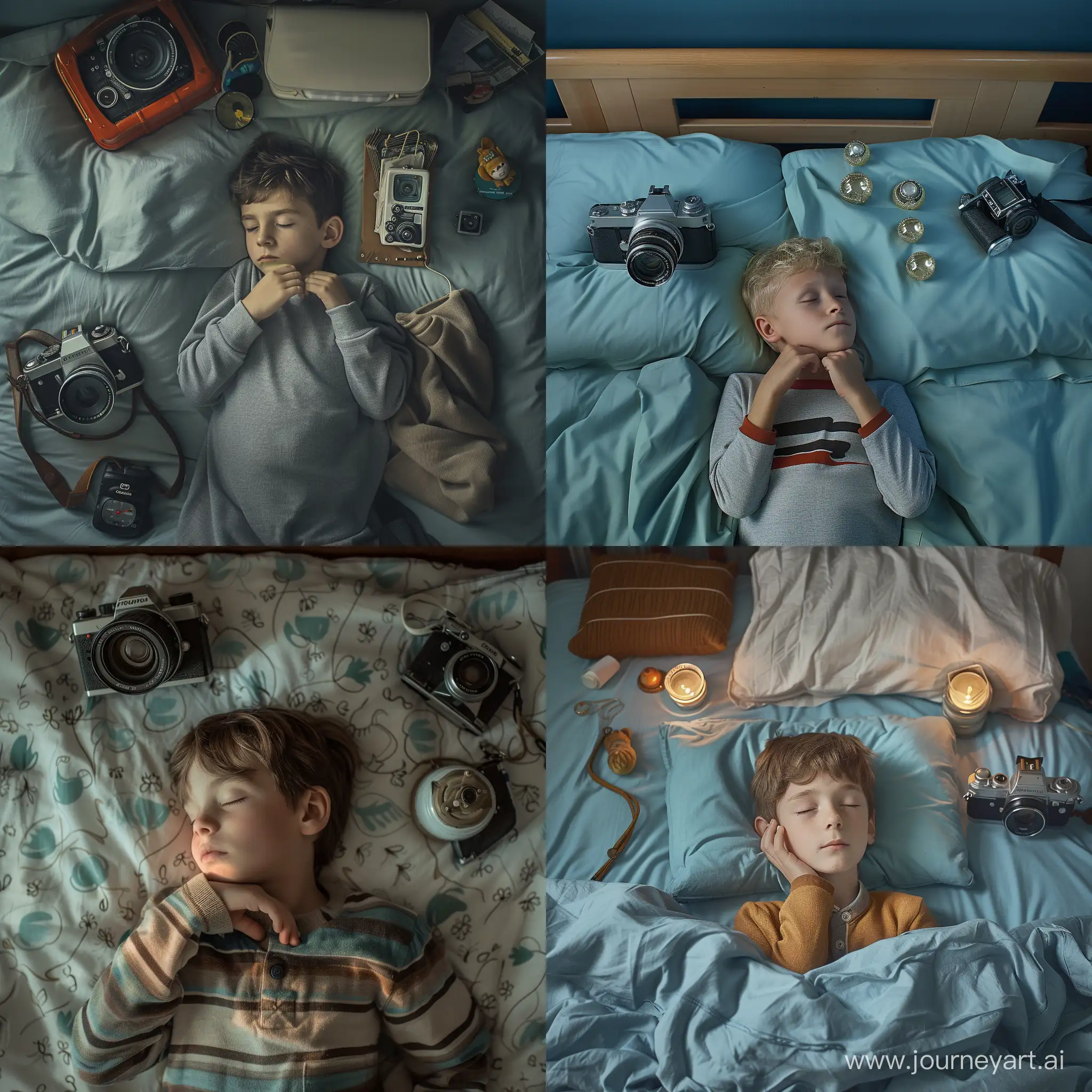 Contemplative-Boy-Sleeping-in-Bed-with-Dreaming-Thoughts