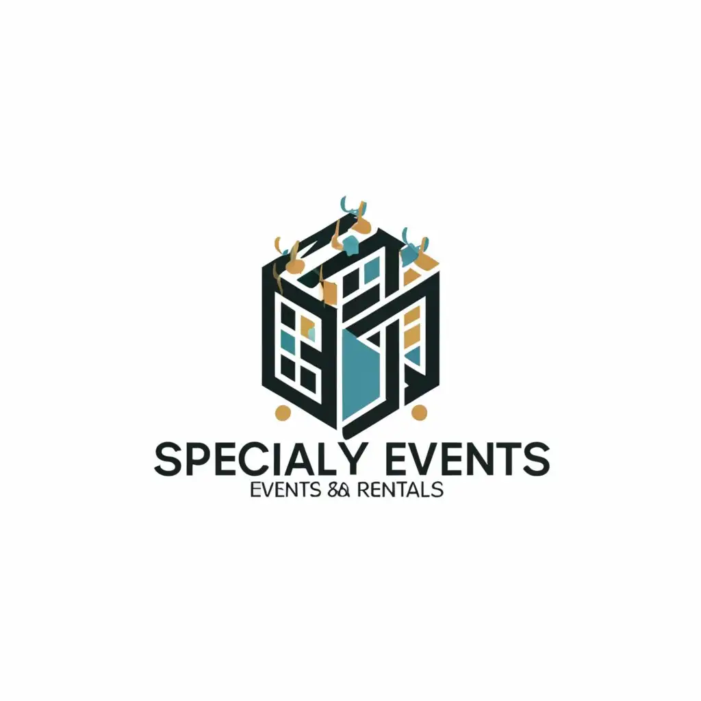 a logo design,with the text "Specialty Events & Rentals", main symbol:a house / an apartment / a venue / party,Moderate,be used in Entertainment industry,clear background