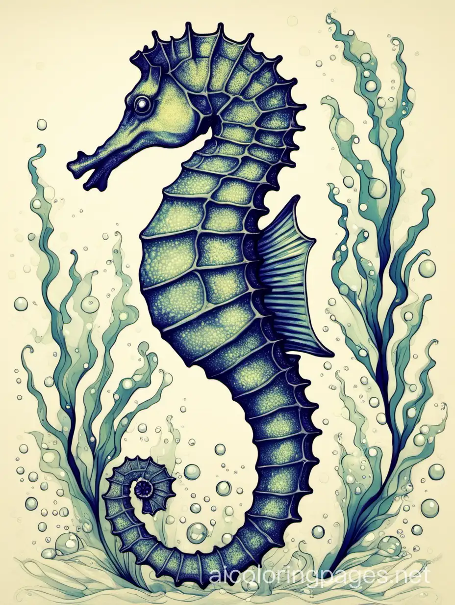 seahorse

, Coloring Page, black and white, line art, white background, Simplicity, Ample White Space. The background of the coloring page is plain white to make it easy for young children to color within the lines. The outlines of all the subjects are easy to distinguish, making it simple for kids to color without too much difficulty