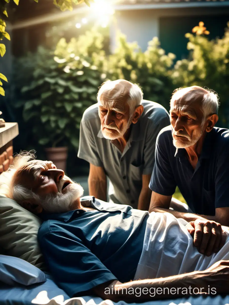 Elderly-Fathers-Ailing-Condition-Draws-Concern-from-Devoted-Sons-Under-Sunny-Skies