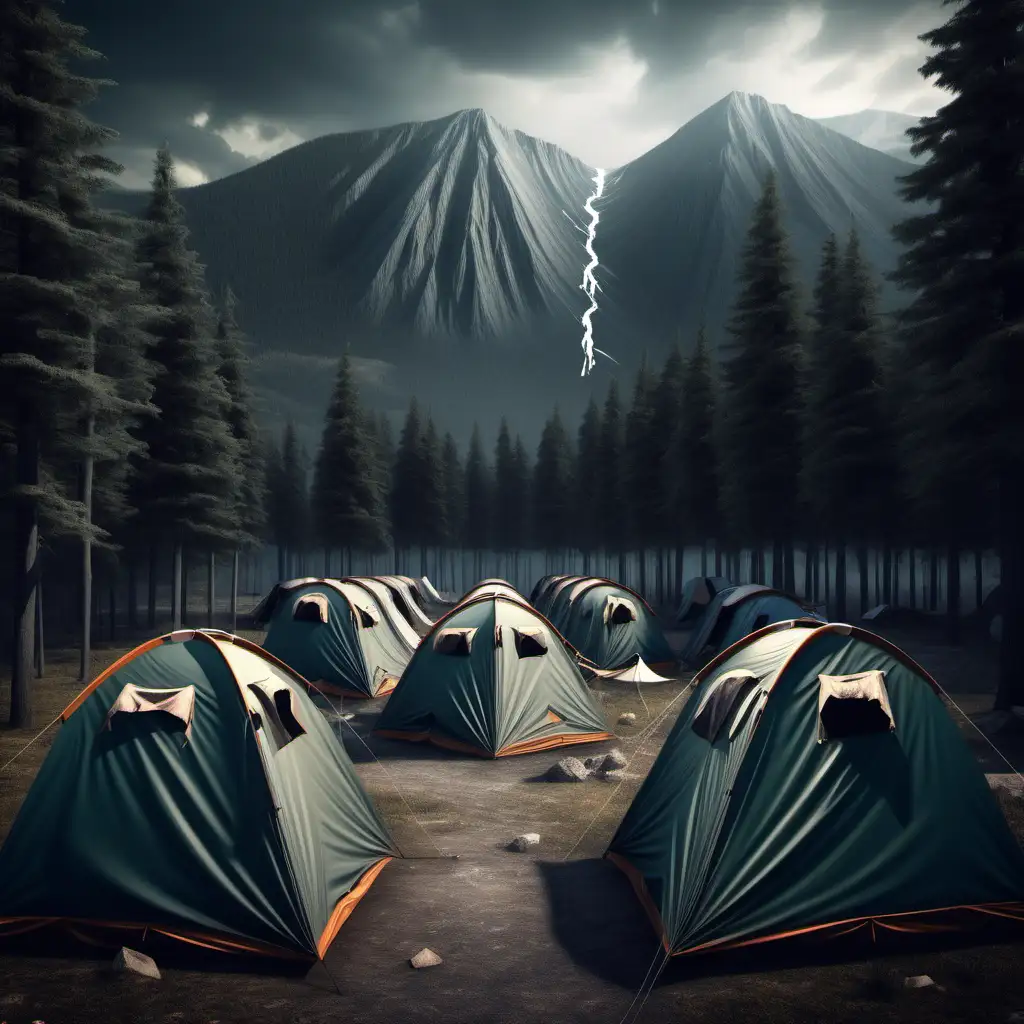 Desolate Campground with Shattered Tents