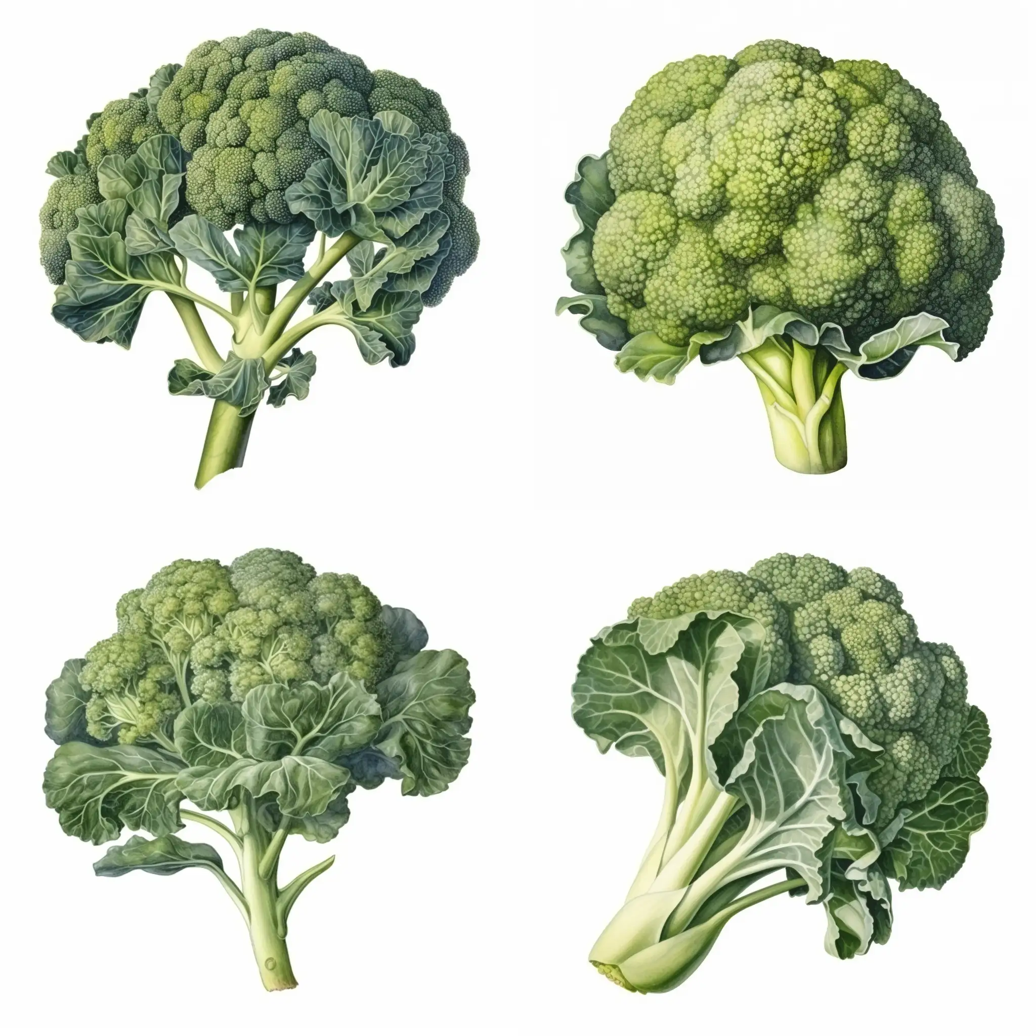 Watercolor broccoli illustration isolated on white background