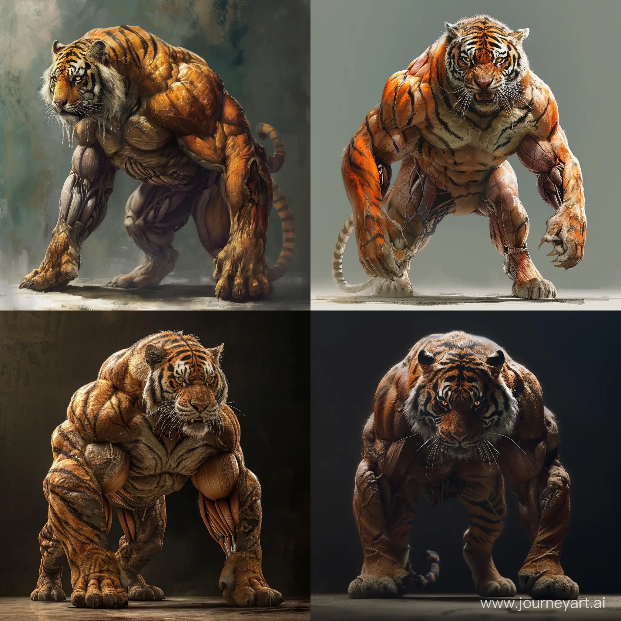 Огромный тигр мутант с человеческим телом (накаченный)