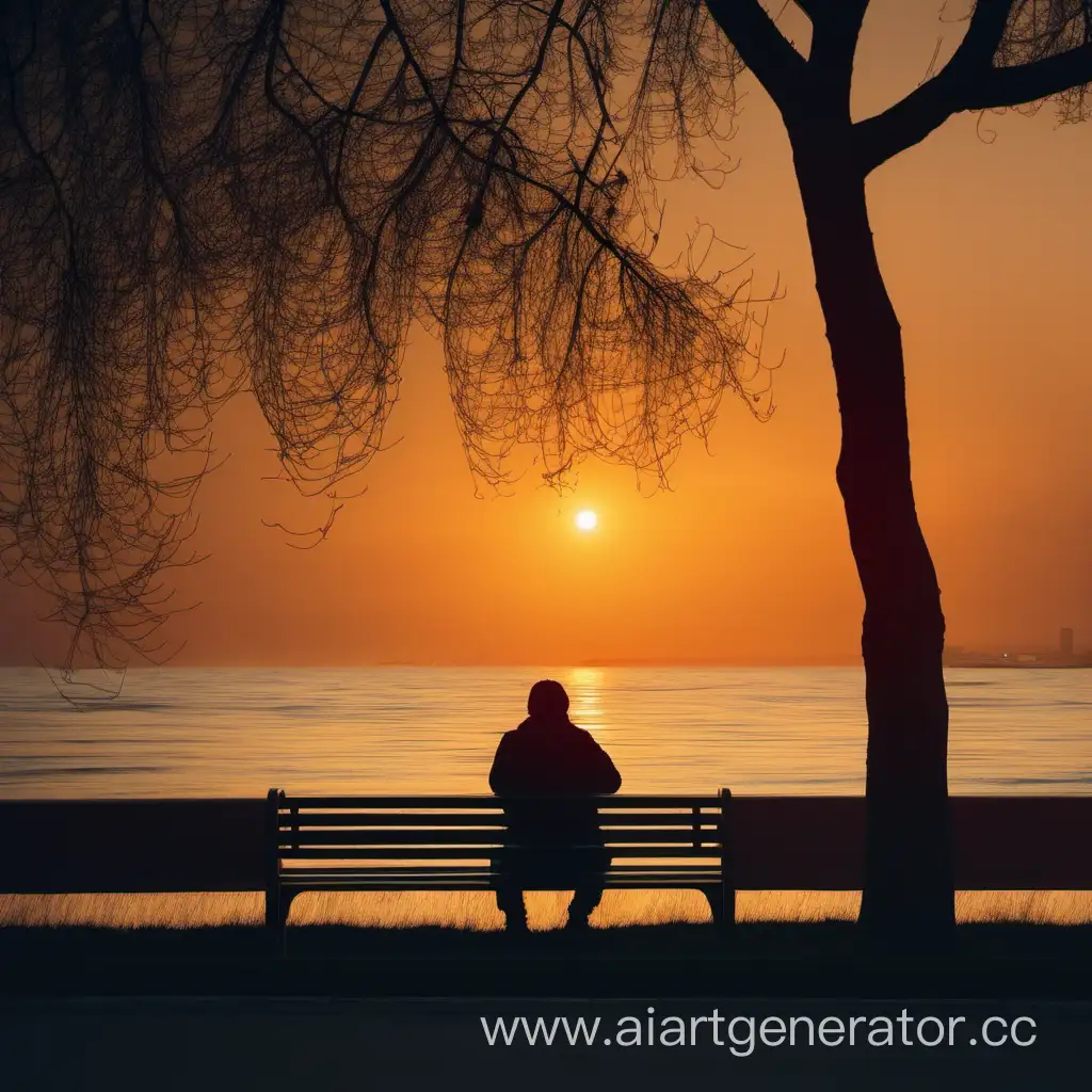 Solitary-Figure-Contemplating-Sunset-on-Bench
