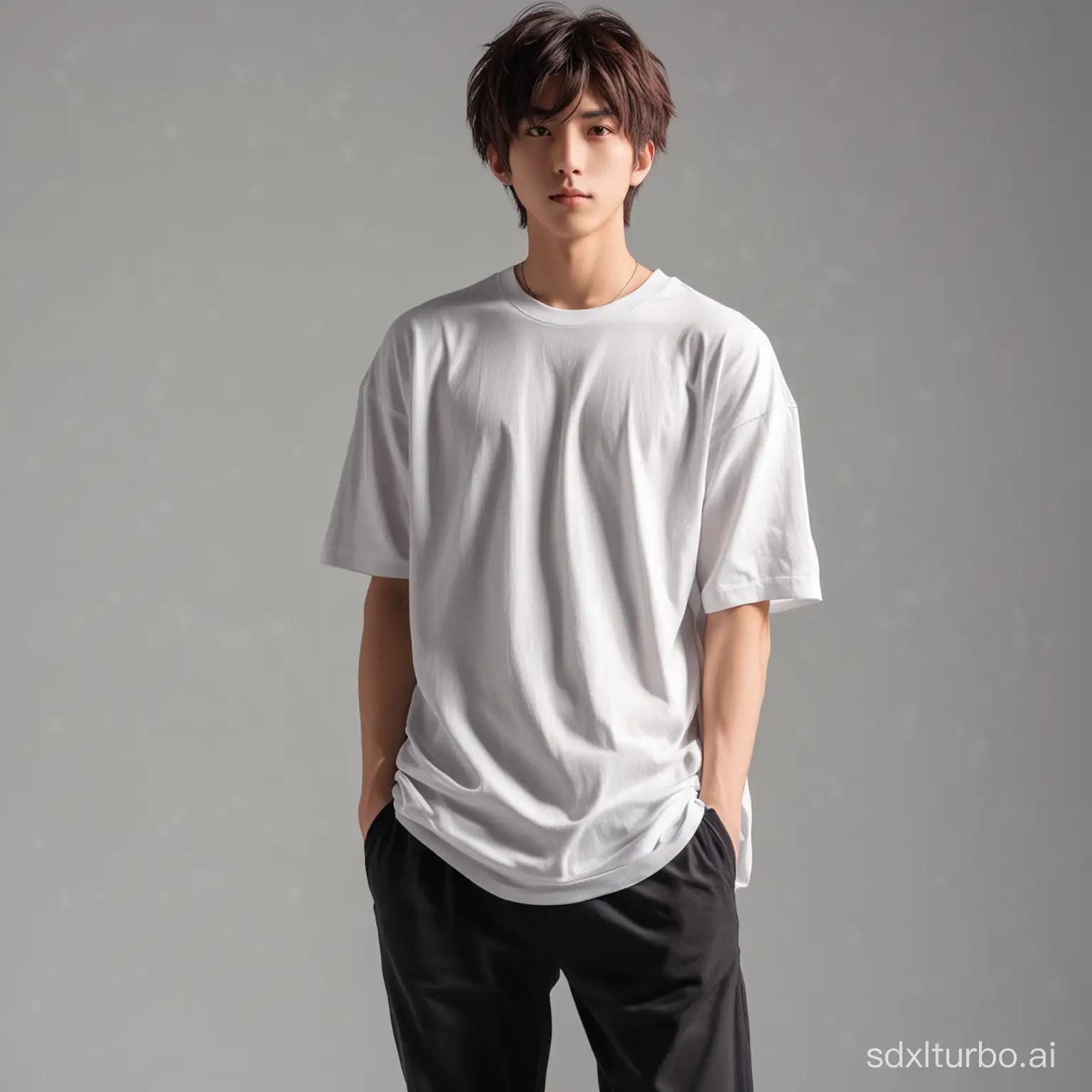 Muscular-Male-Anime-Character-in-Casual-Oversized-TShirt-Photoshoot