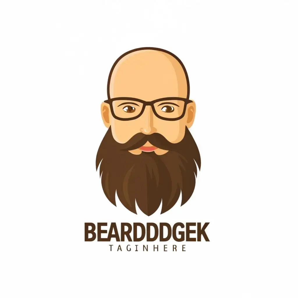 LOGO-Design-For-Beardgeek-Bold-Bald-Man-with-Glasses-and-Long-Beard-Embracing-Geek-Culture