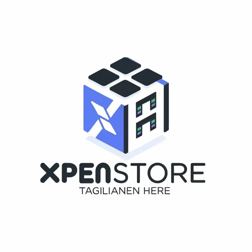 a logo design,with the text "XpenStore", main symbol:Data storage located in the server room,complex,be used in Technology industry,clear background