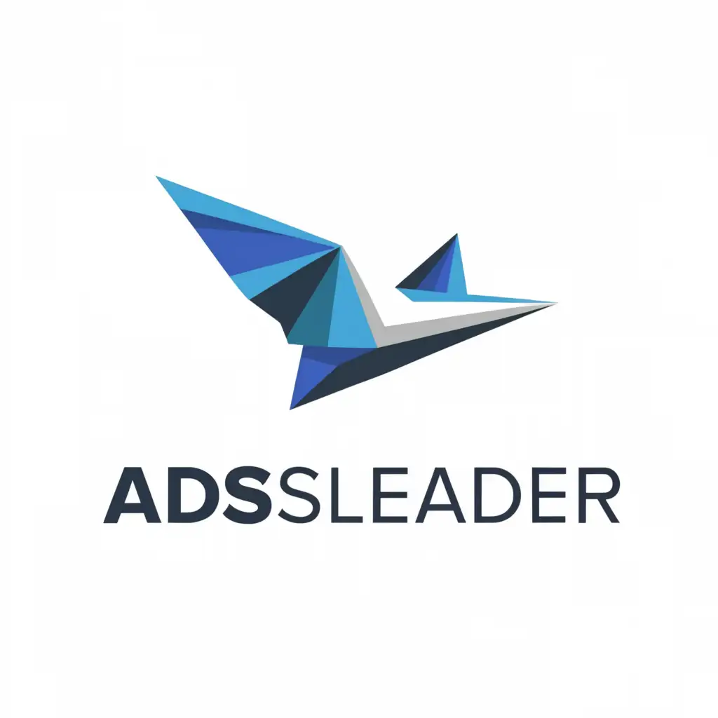 a logo design,with the text "AdsLeader", main symbol:white-blue bat,Minimalistic,be used in Internet industry,clear background