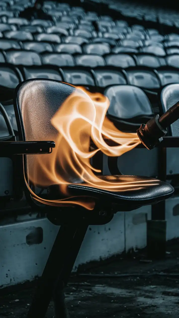 Flame polishing on stadium chair 