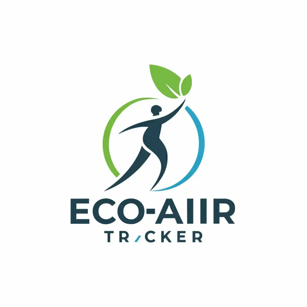 a logo design,with the text "EcoAir Tracker", main symbol:female exhaling,Moderate,clear background