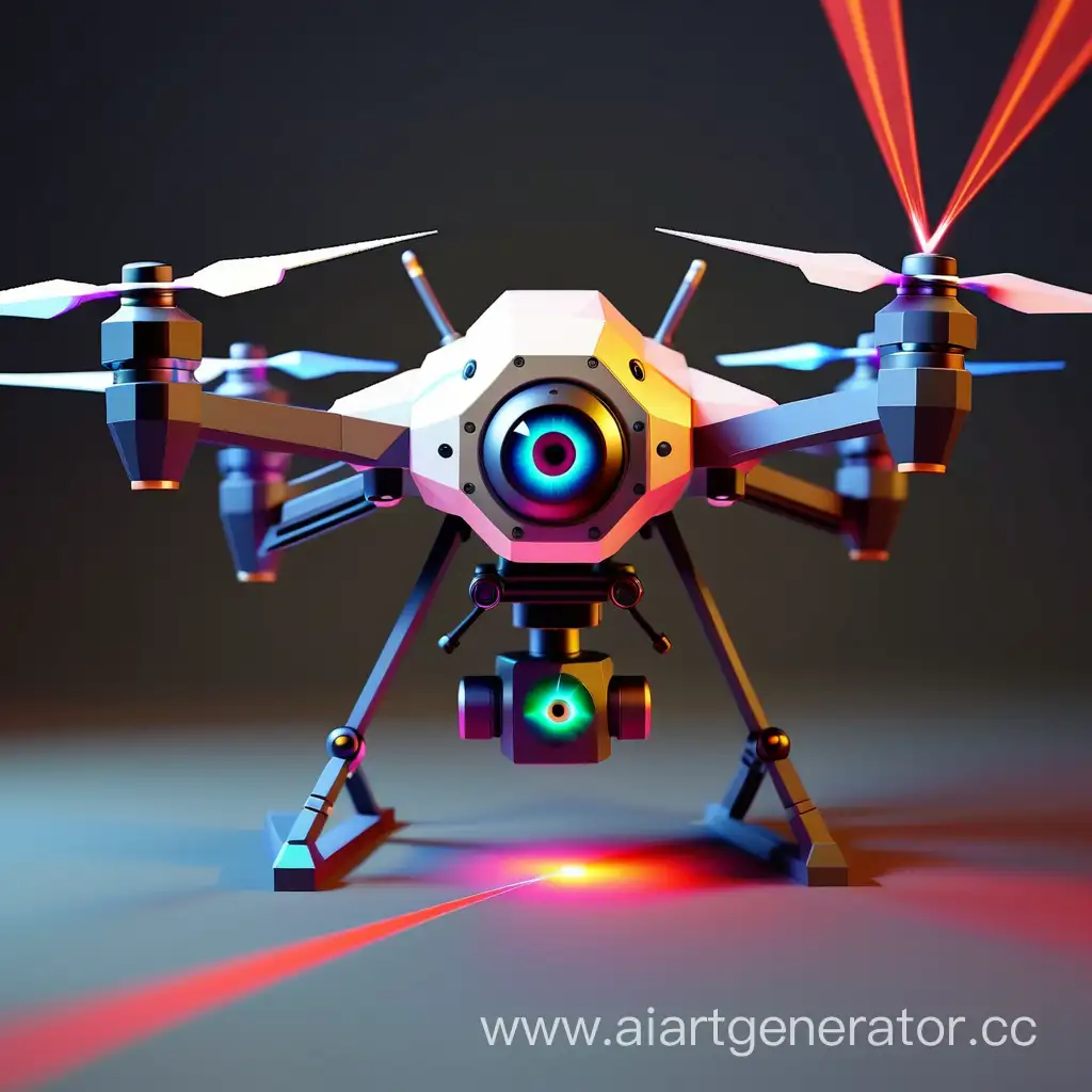 Low-Poly-Drone-with-LaserEye-Futuristic-Digital-Art