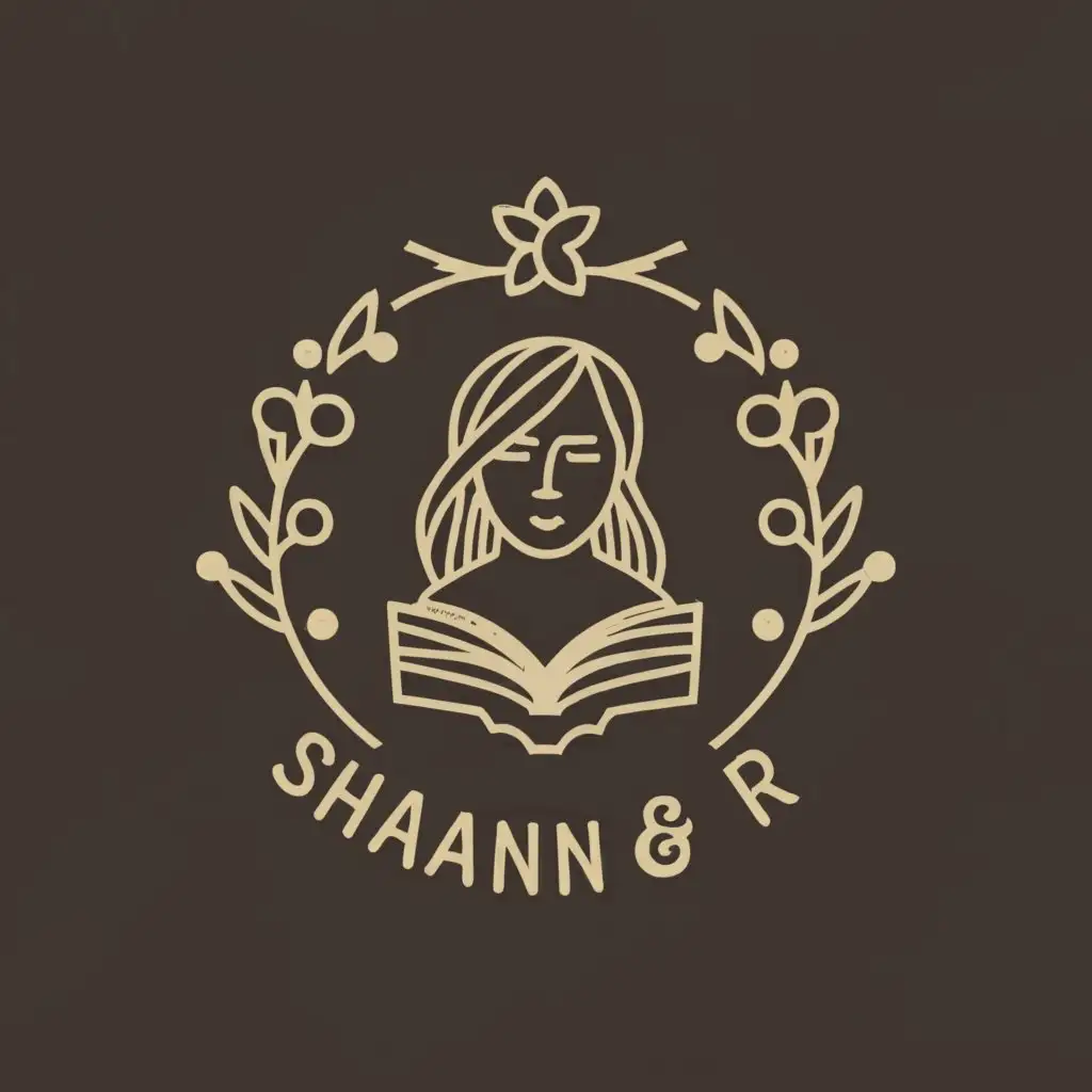 a logo design,with the text "Shanna R", main symbol:face outline reading a book, writing , floral,Moderate,be used in Education industry,clear background