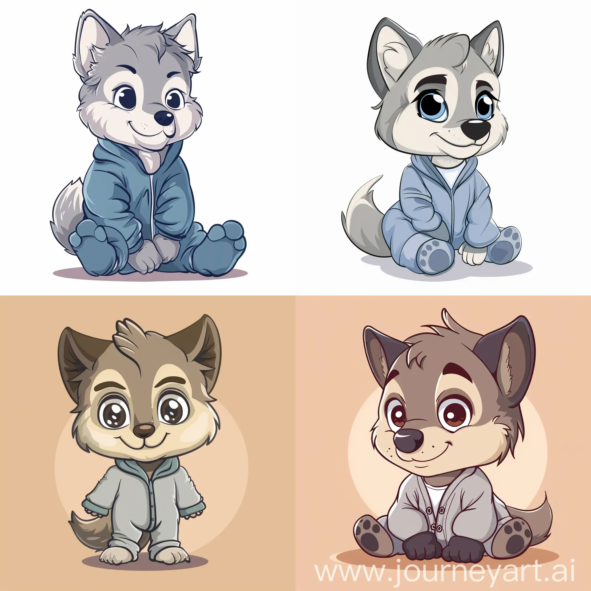 Cartoon of a baby Wolf cub in a sleep suit