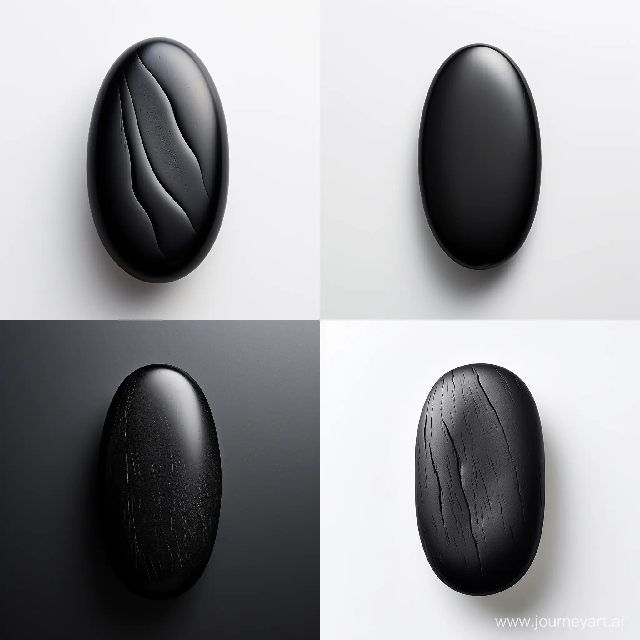 Dark-Black-Matte-Oval-Stone-on-White-Background