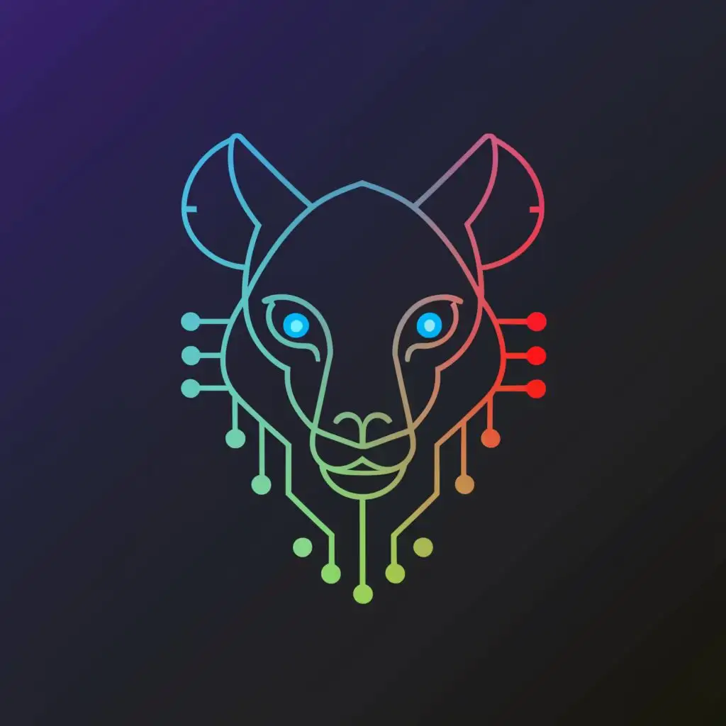 a logo design,with the text "Hyena", main symbol:a cyber Hyena face inside a microprocessor,Minimalistic,be used in Internet industry,clear background