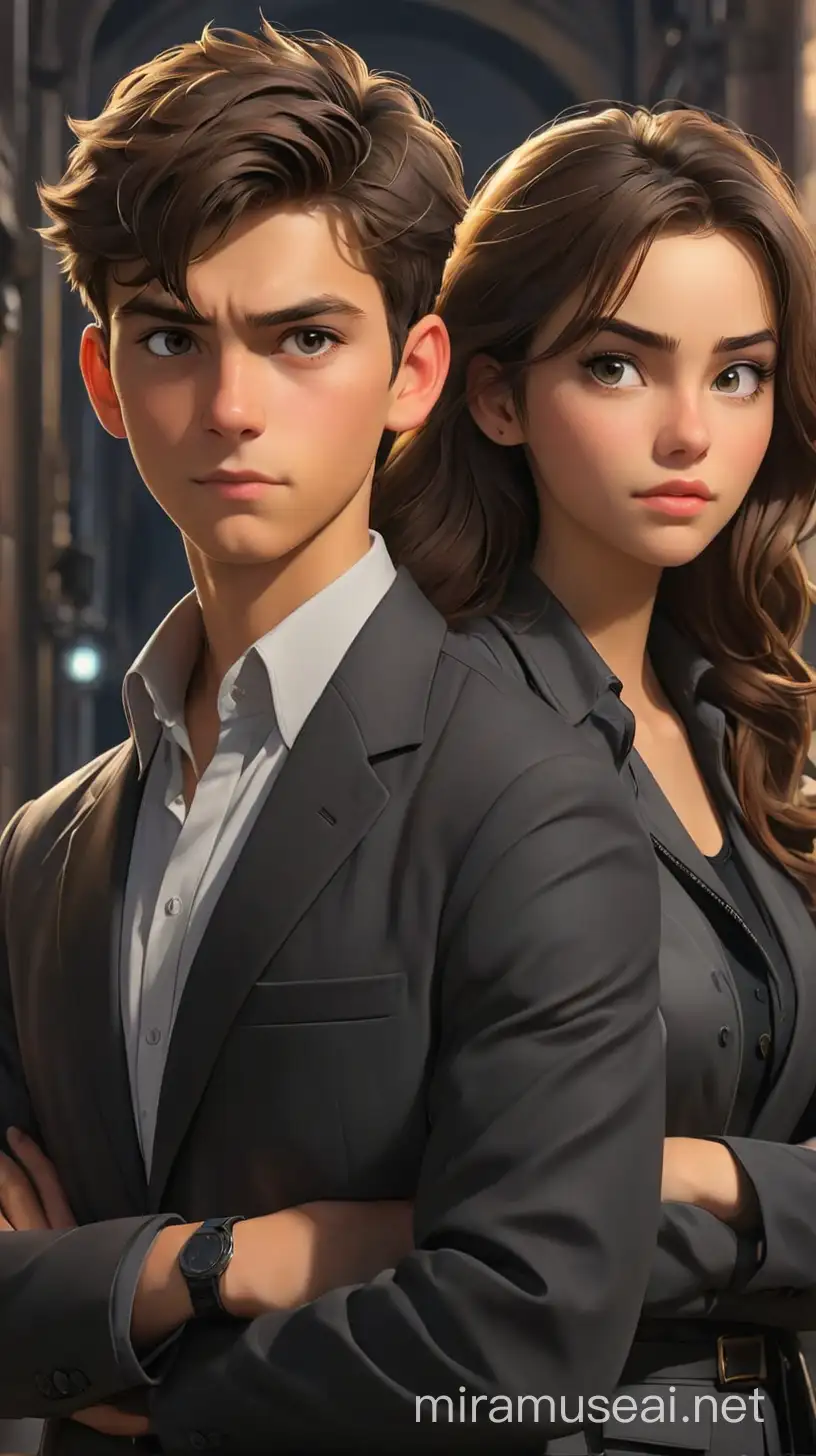 Young Male and Female Secret Agents in Covert Mission