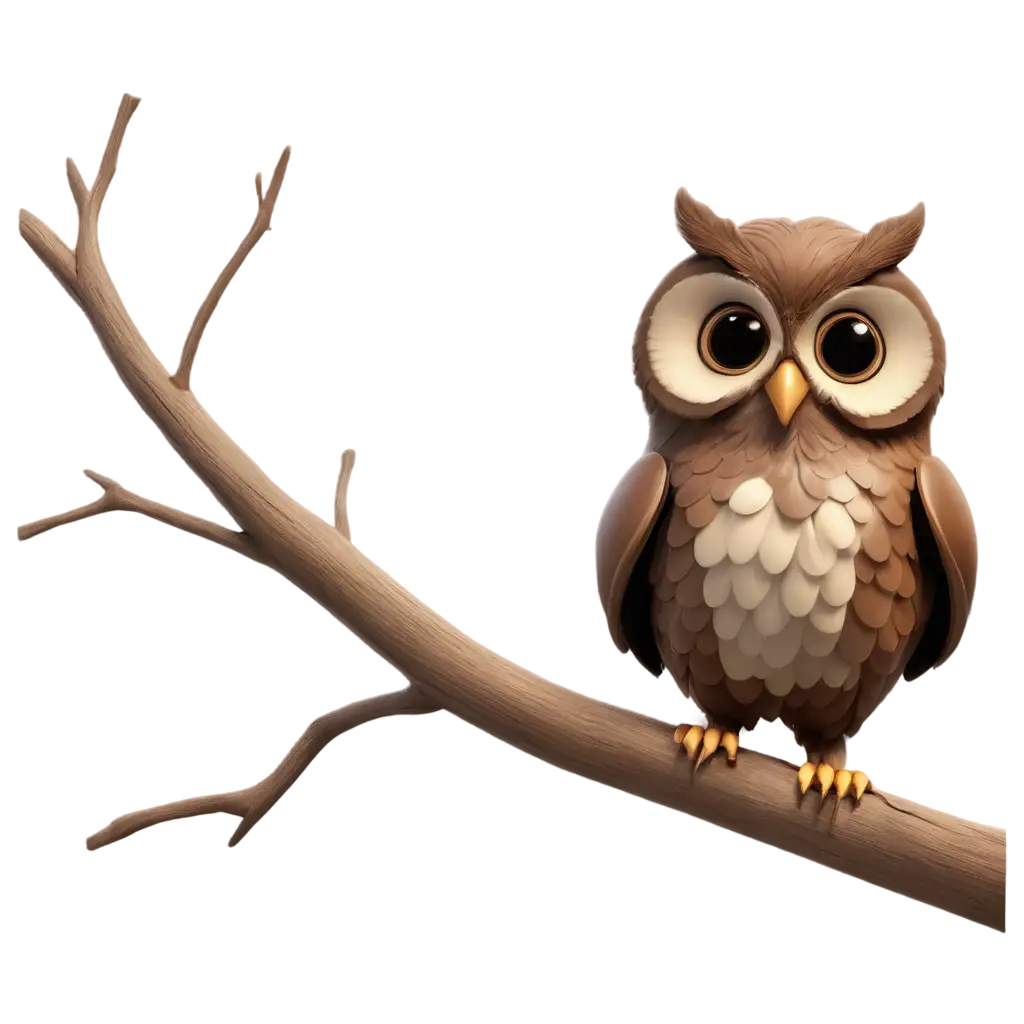 Exquisite-3D-Brown-Owl-on-Tree-Branch-HighQuality-PNG-Image-for-Immersive-Visual-Experience