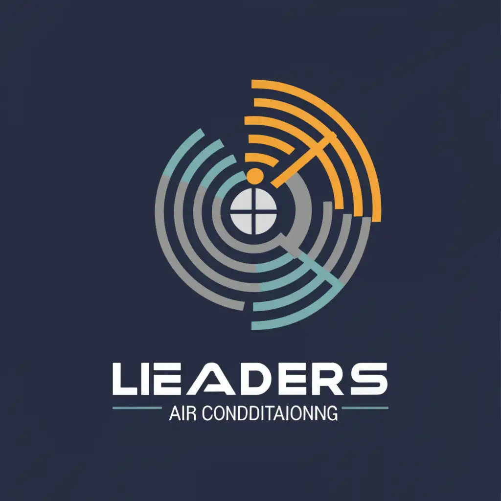a logo design,with the text "Leaders Air Conditioning", main symbol:Air conditioners allow the building's indoor environment to remain relatively constant, largely independent of changes in external weather conditions and internal heat loads. They also enable deep plan buildings to be created and have allowed people to live comfortably in hotter parts of the world, but have now come under criticism for contributing significantly to climate-change due to their high electricity consumption and the warming of their immediate surroundings in large cities,complex,be used in Technology industry,clear background