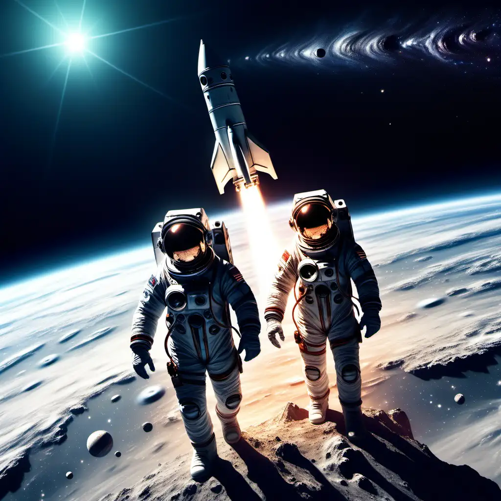 Astral Discovery Two Astronauts Uncover Epic Space Findings During Mission with Rocket