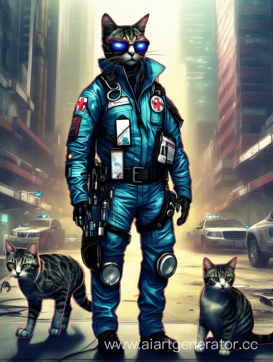 paramedic of emergency medical care
 cat cyberpunk