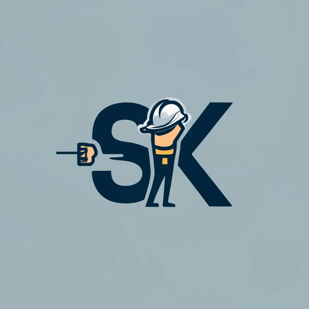 LOGO-Design-For-SK-Construction-Bold-Typography-with-Worker-Icon