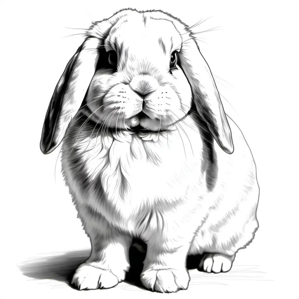 Holland Lop Rabbit Standing Up Drawing 