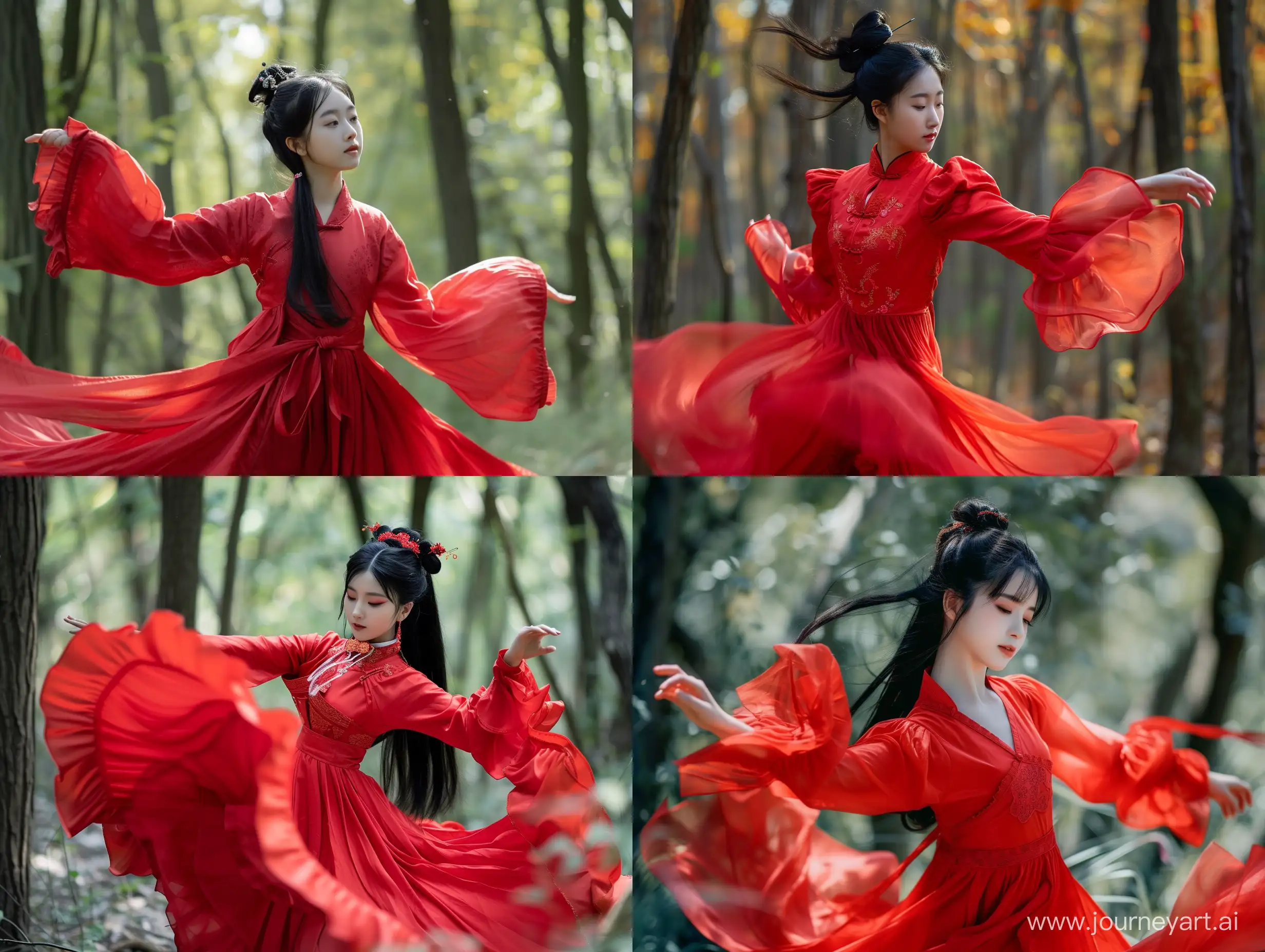 Enchanting-Chinese-Girl-Dancing-in-a-Vivid-Forest-Scene