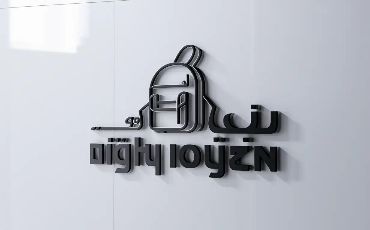 Arabic Language Backpack Logo on White Background