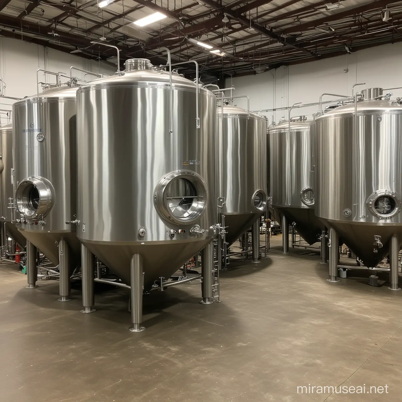 Craft Brewery Tank in Industrial Setting with Fermentation Process