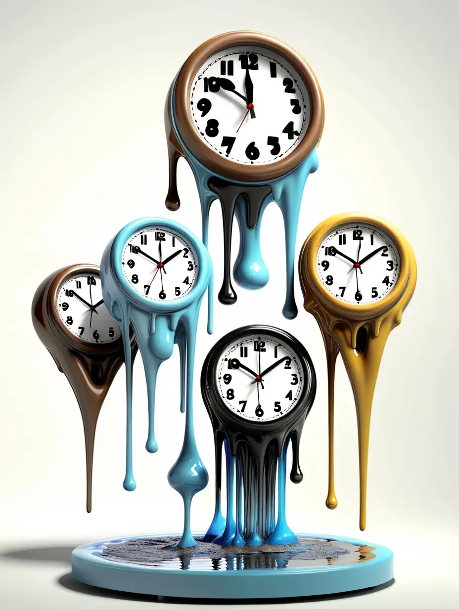 Surrealistic Scene with Multiple Melting Clocks