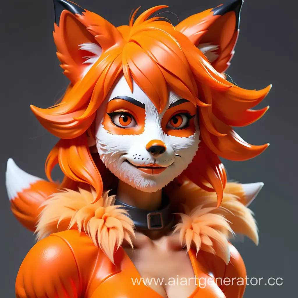 Plastic-Furry-Fox-Girl-with-Orange-Skin-and-Fox-Snout